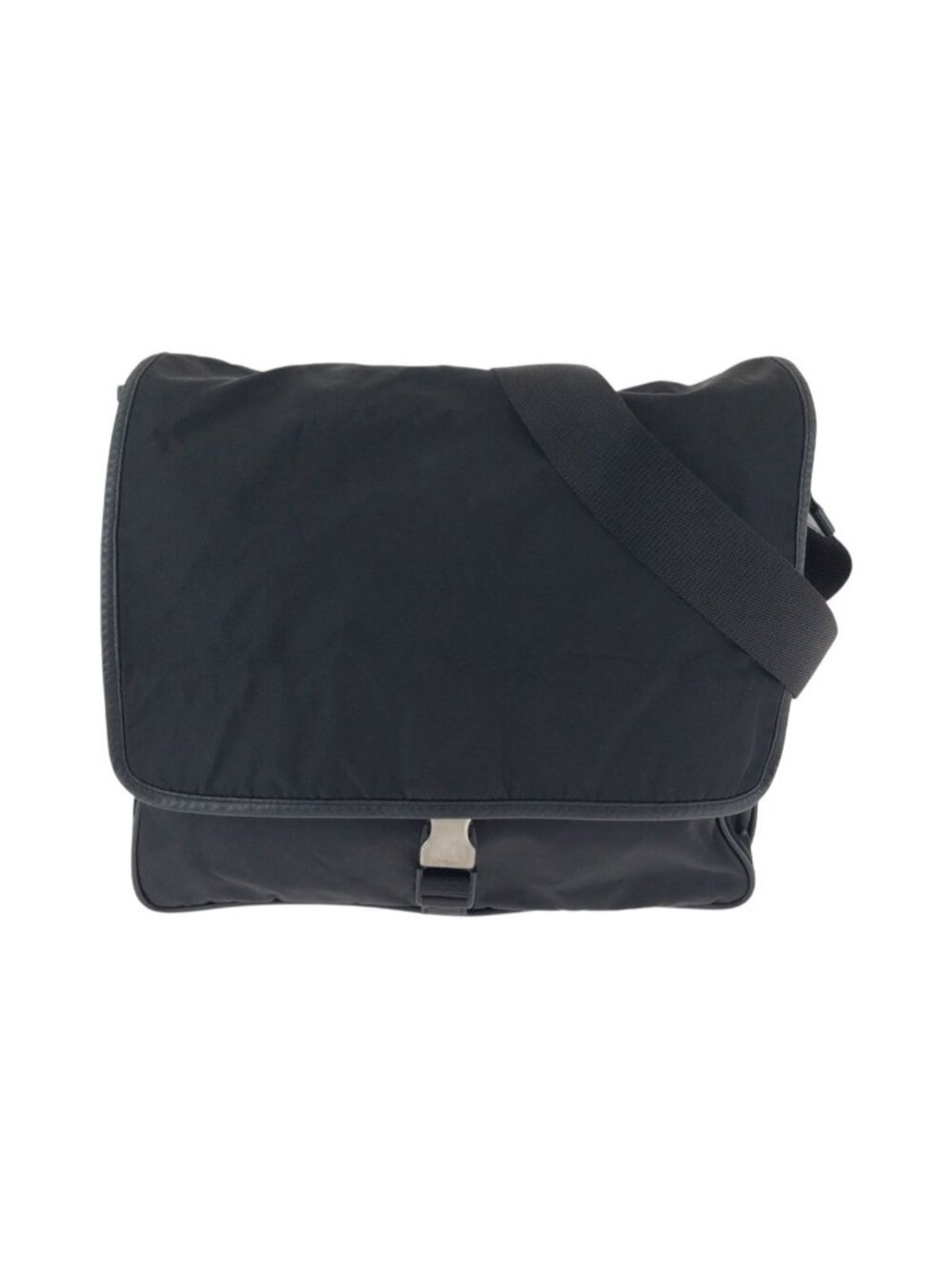 Prada Tessuto Black Silver Nylon Shoulder Bag